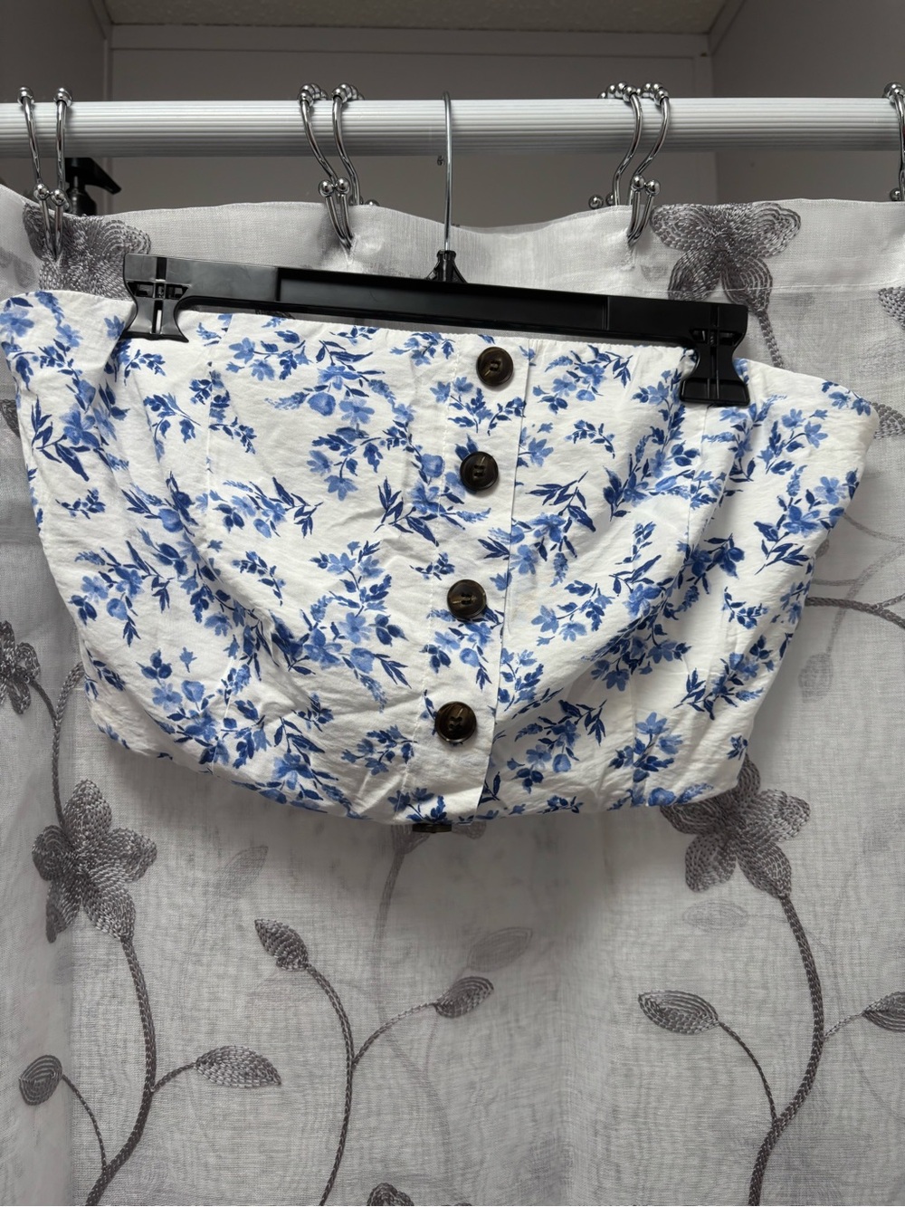 Timing White Mini Skirt with Blue Floral Print bandeau